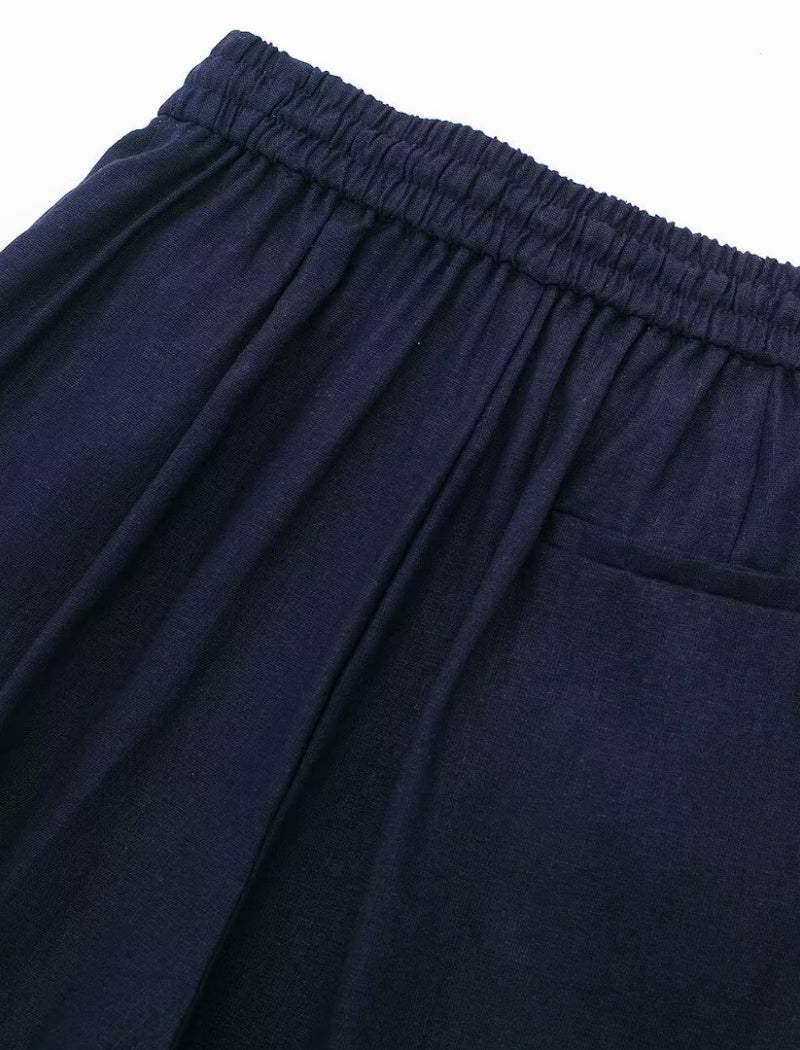 Drawstring Waist Wide-Leg Pants