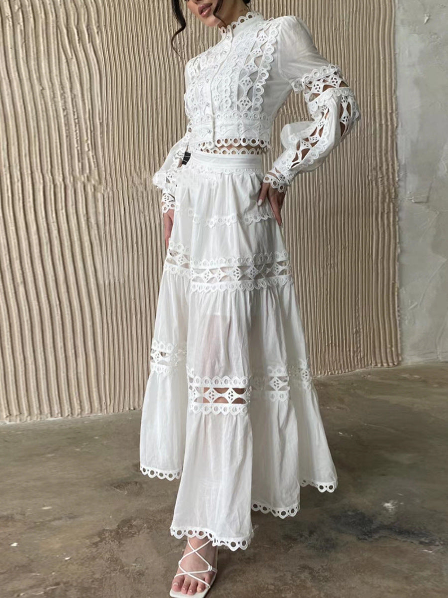 Eyelet Lace Top and Skirt Set