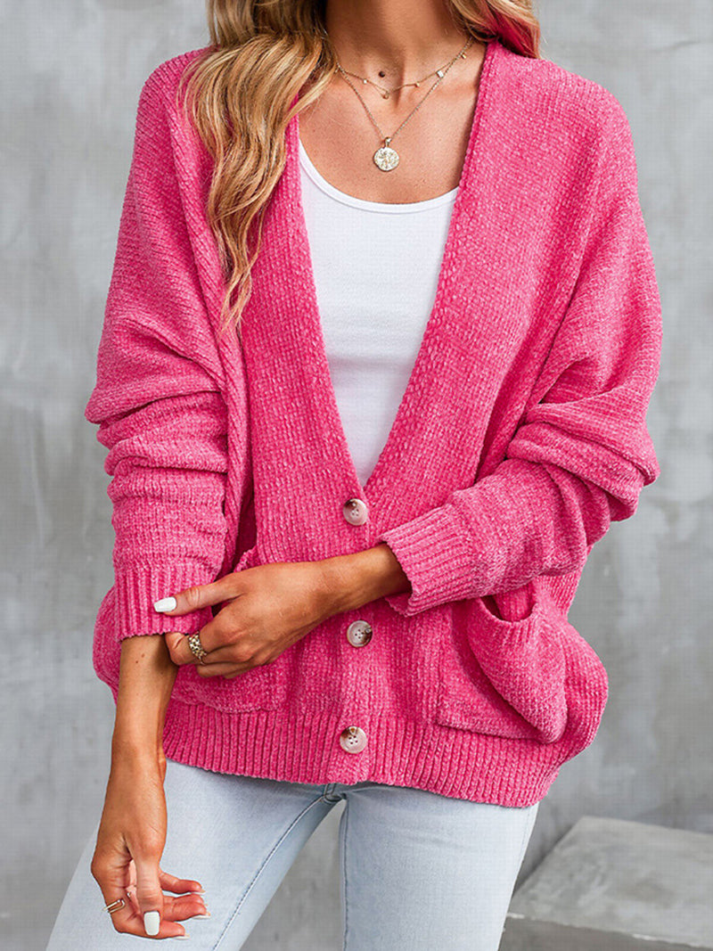 Button-Front Pocket Cardigan