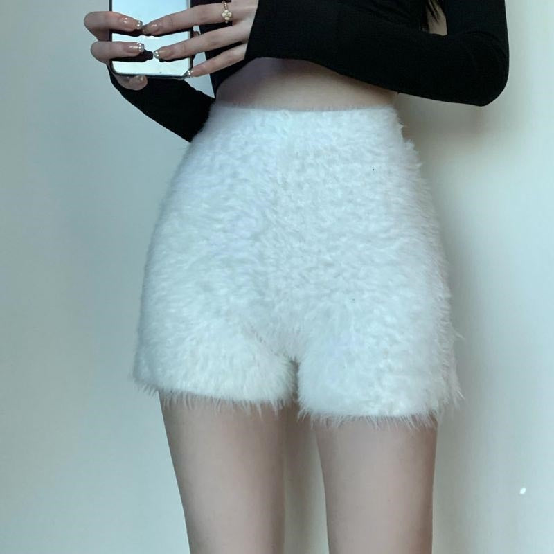 High-Waisted Knit Fleece Shorts