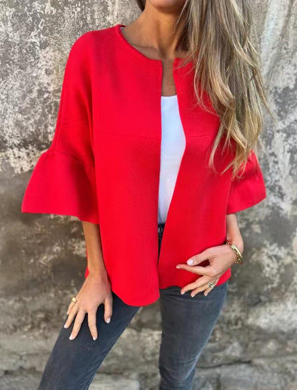 Bell-Sleeve Open-Front Jacket