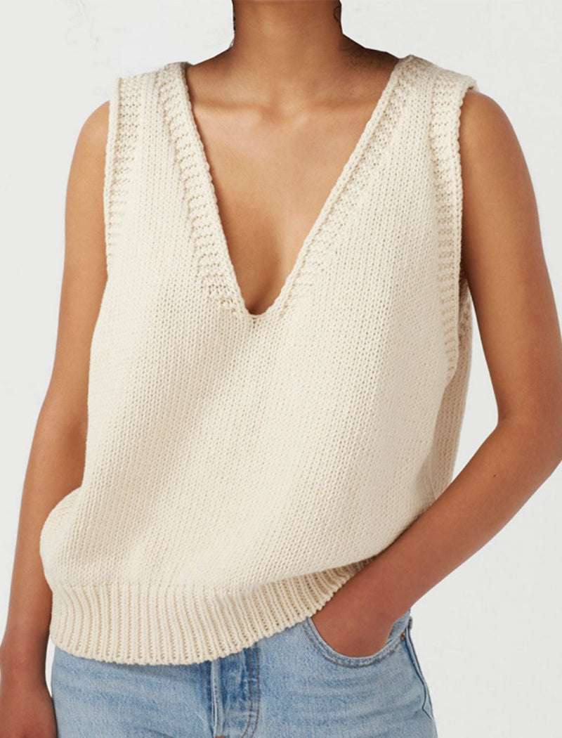 V-neck Knit Sleeveless Vest