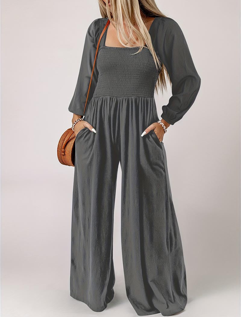 Solid Wide-Leg Jumpsuit