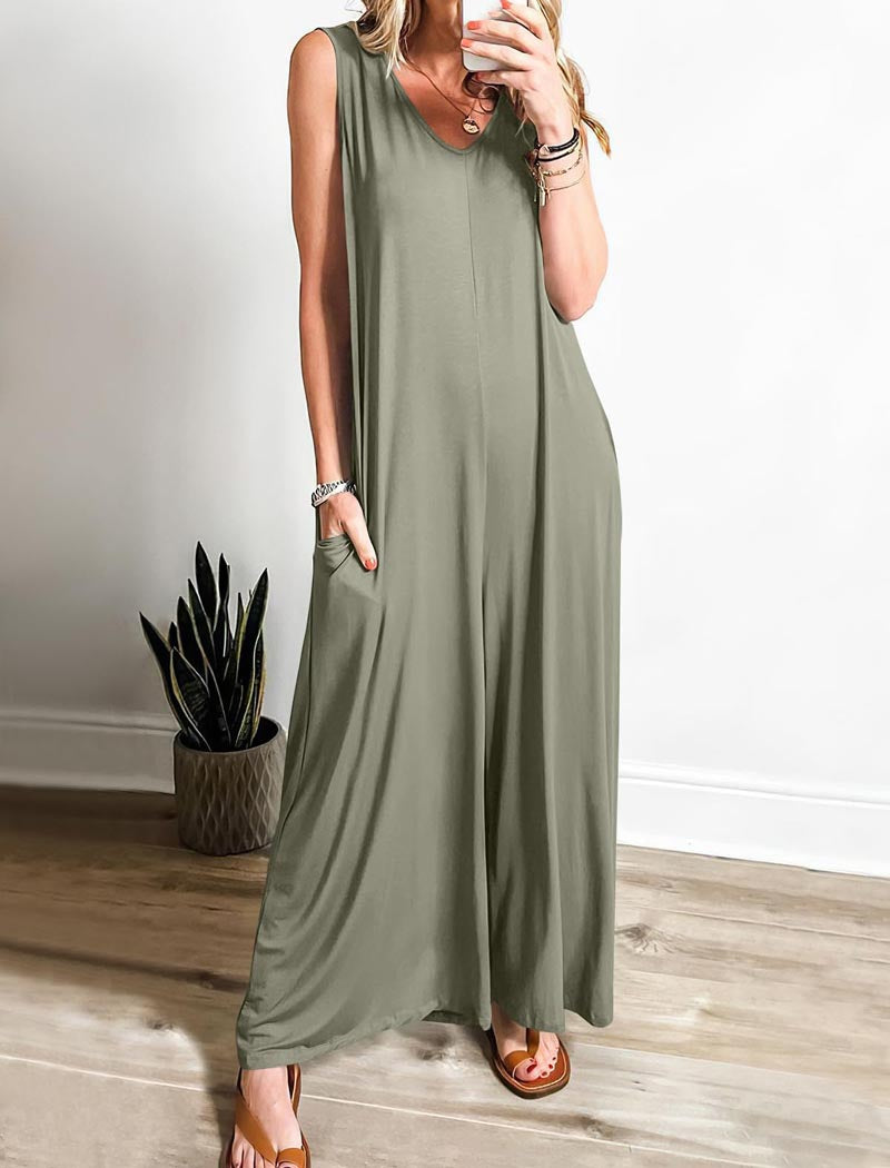 Sleeveless V-Neck Jumpsuit
