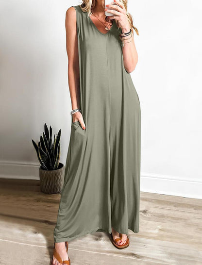 Sleeveless V-Neck Jumpsuit