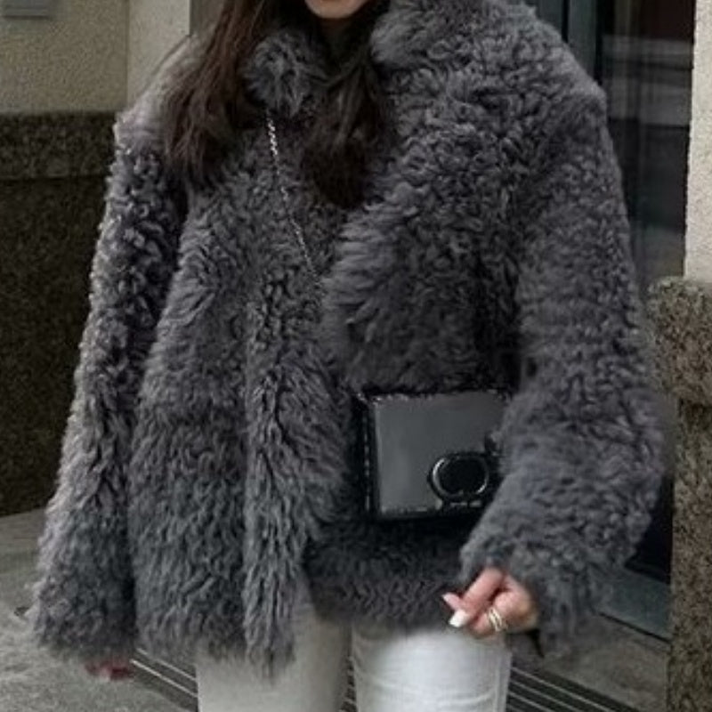 Oversized Faux Fur Jacket with Soft Texture