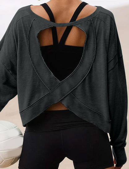 Oversized Long-Sleeve Cutout Top