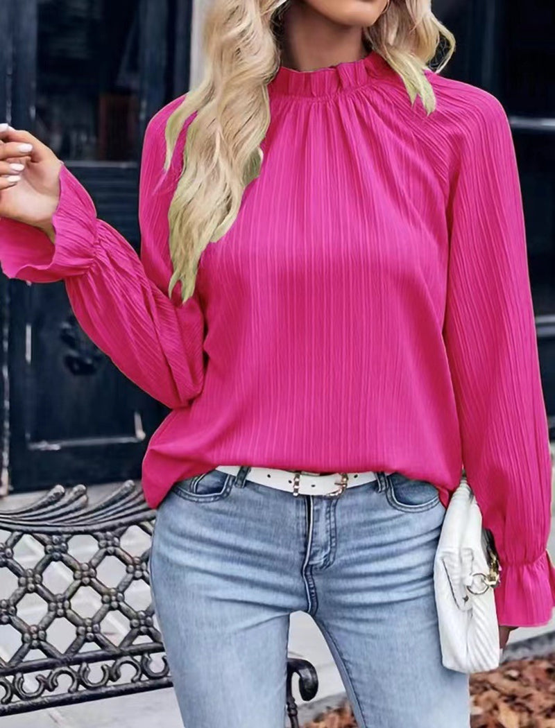 Ruffle Long-Sleeve Blouse