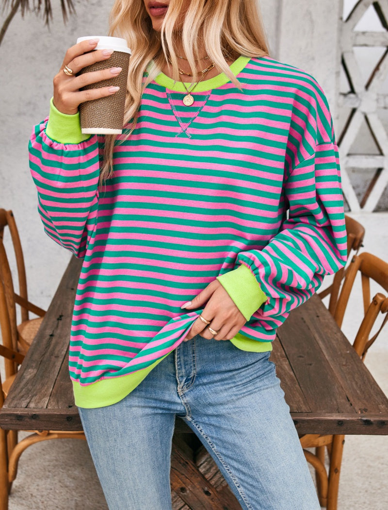 Colorblock Striped Pullover