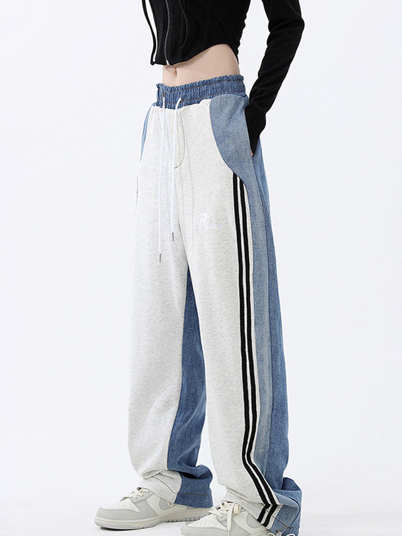 Colorblock Striped Drawstring Pants
