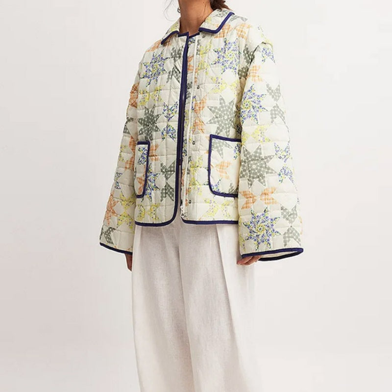 Graphic Print Button-Up Coat