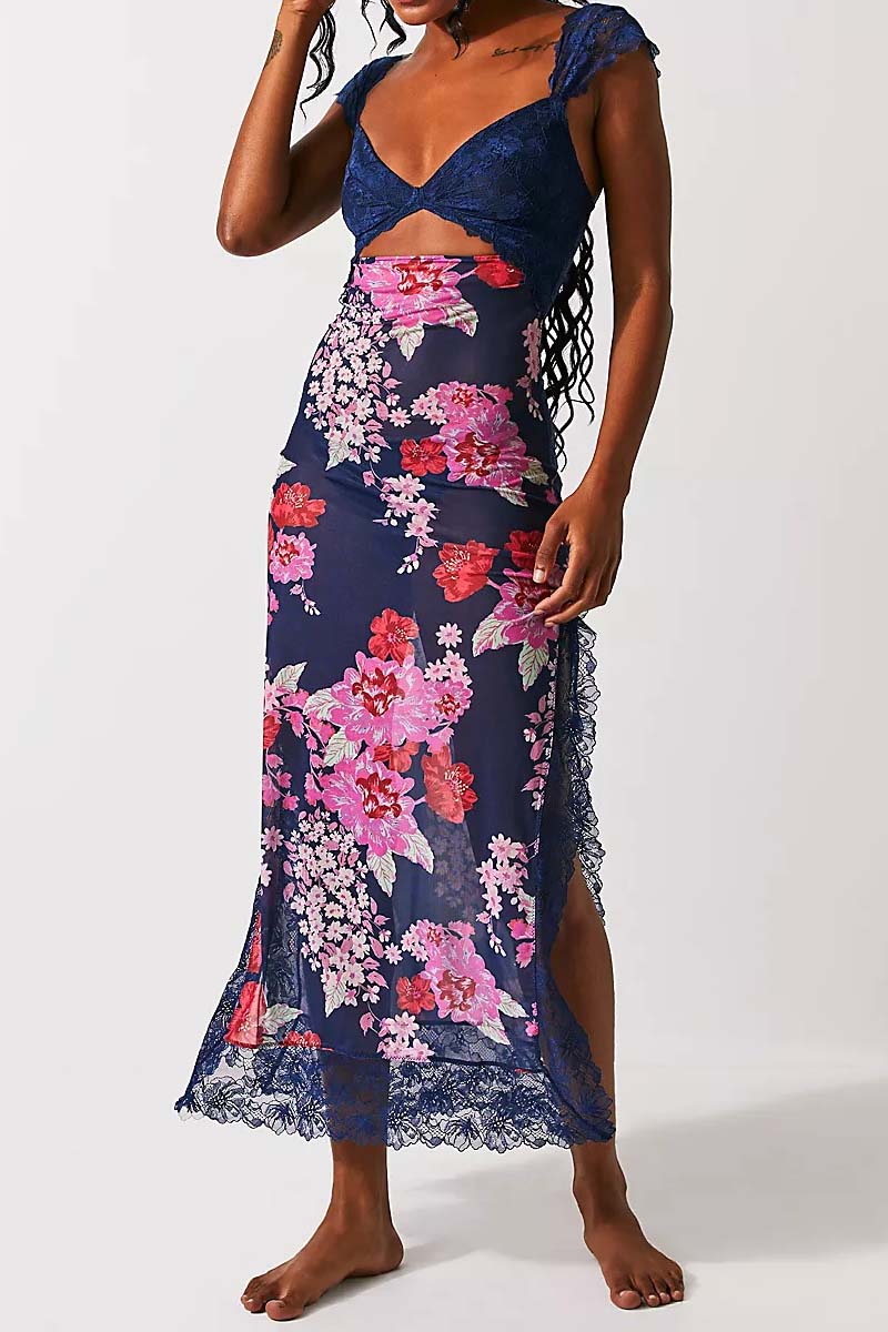 Floral Lace Cutout Maxi Dress