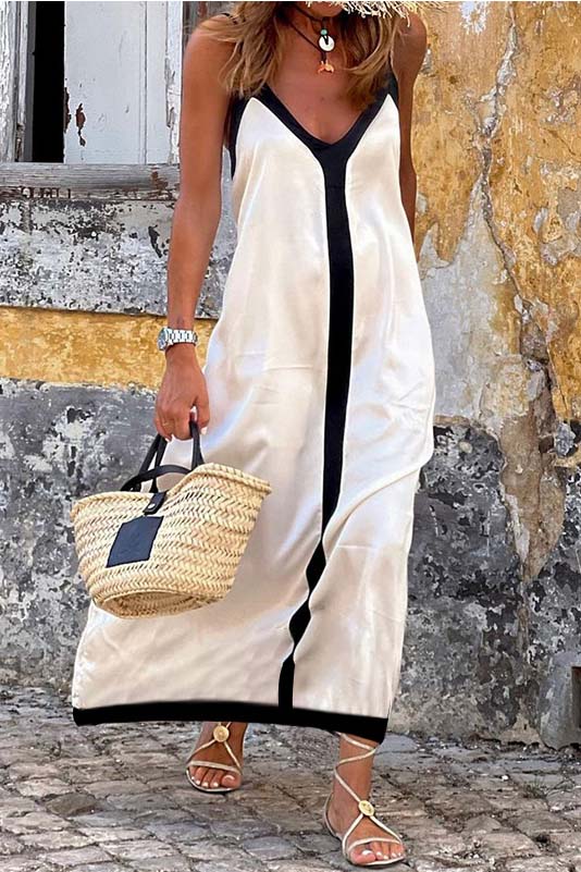 Sleeveless Contrast Maxi Dress