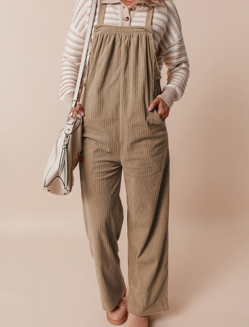 Multi-pocket Corduroy Overalls