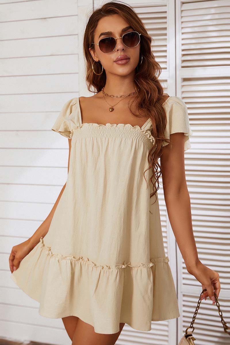 Ruffle Sleeve Tiered Mini Dress