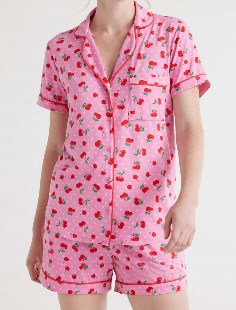 Cherry Print Short Sleeve Pajama Set