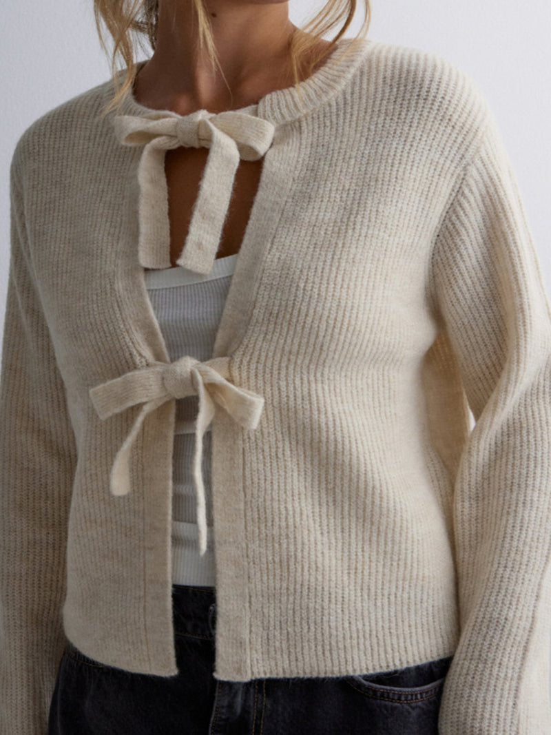 Bow-Knot Open Front Cardigan