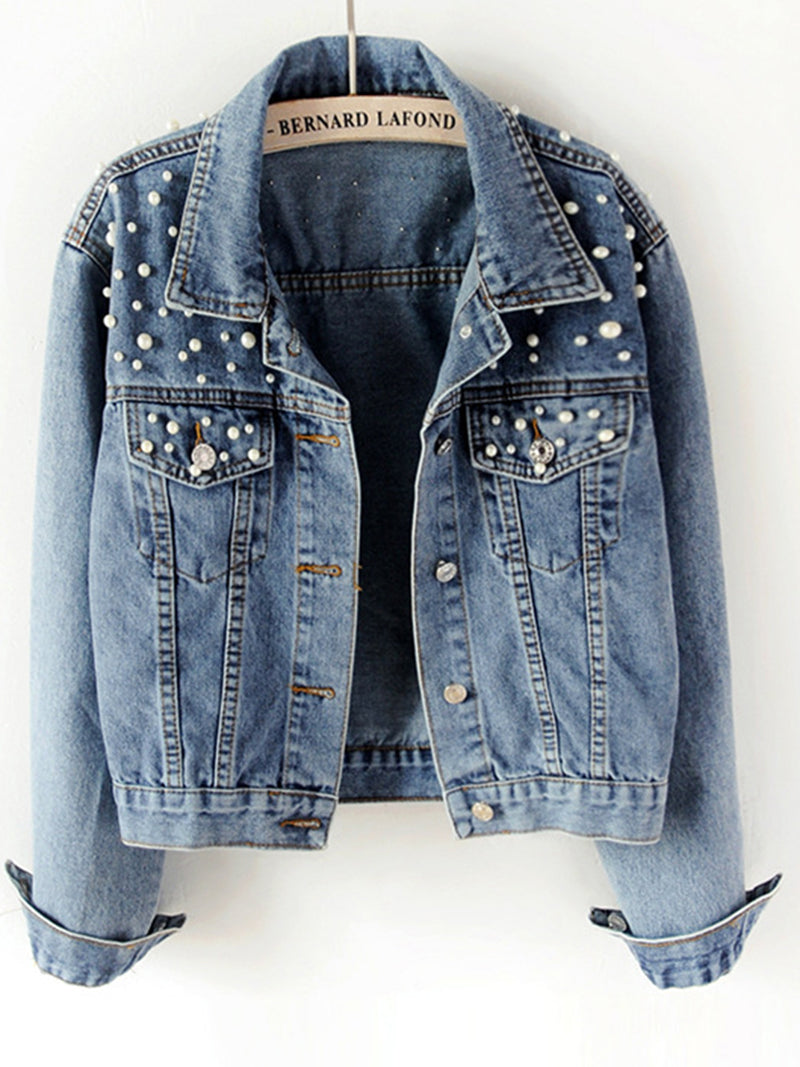 Pearl Embellished Denim Jacket