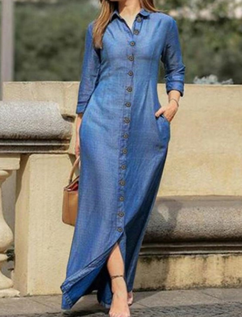 Button-Up Maxi Shirt Dress