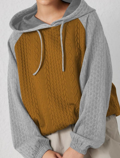 Two-Tone Cable Knit Hoodie