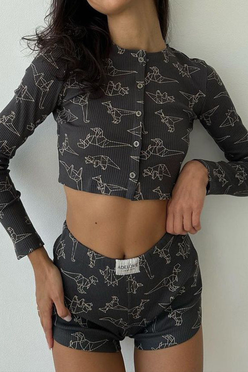 Constellation Print Crop Top and Shorts Set