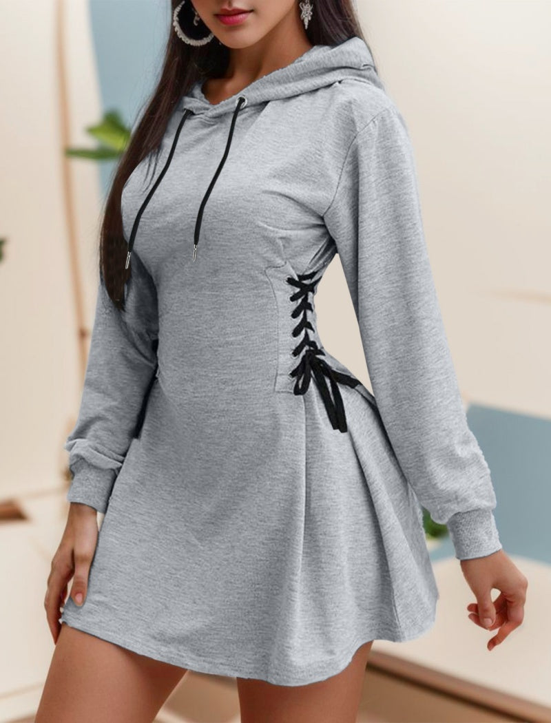 Lace-Up Hooded Dress