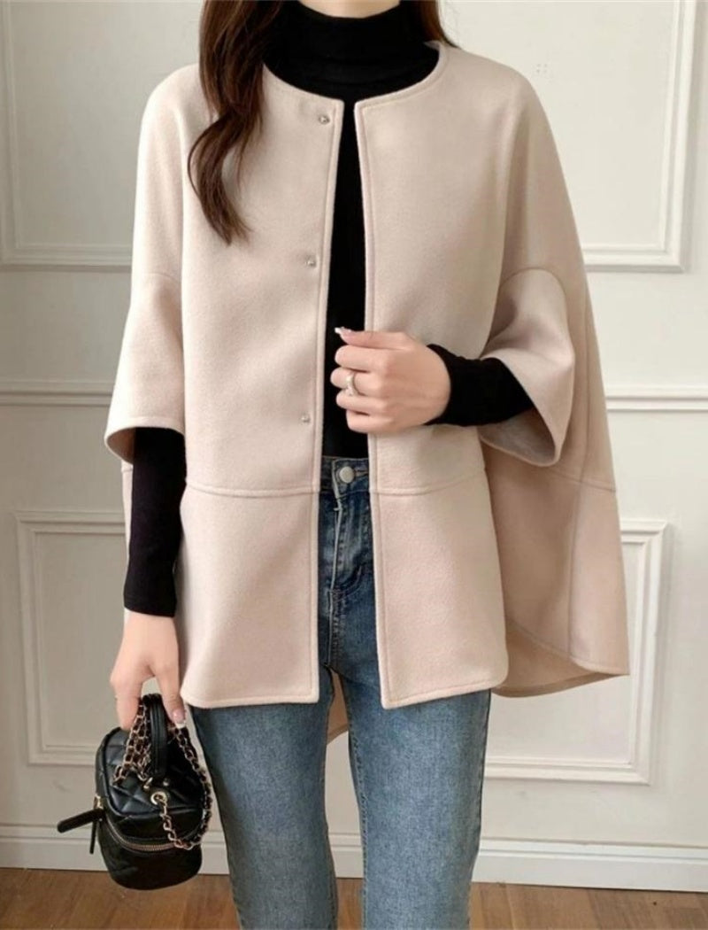 Button-Up Cape Style Outerwear