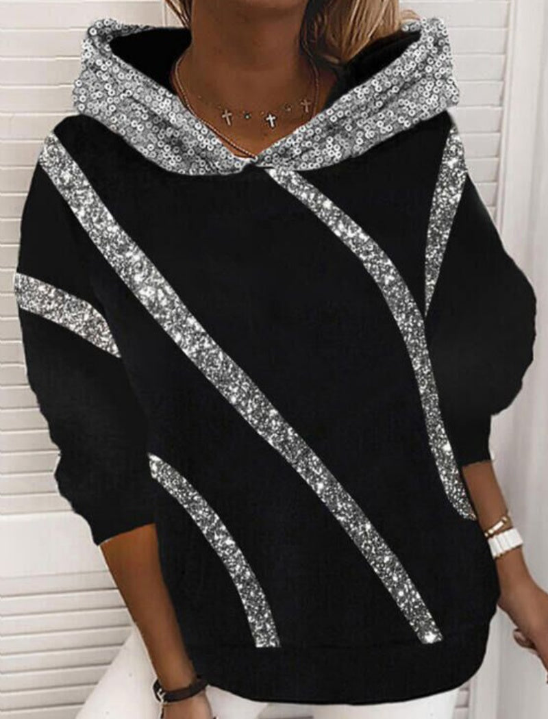 Sequin Graphic Oversized Hoodie