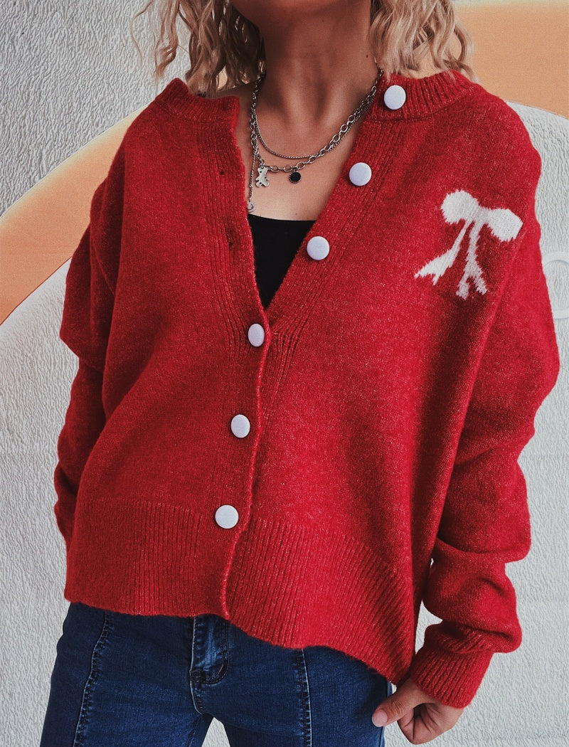 Embellished Cardigan with Bow Detail