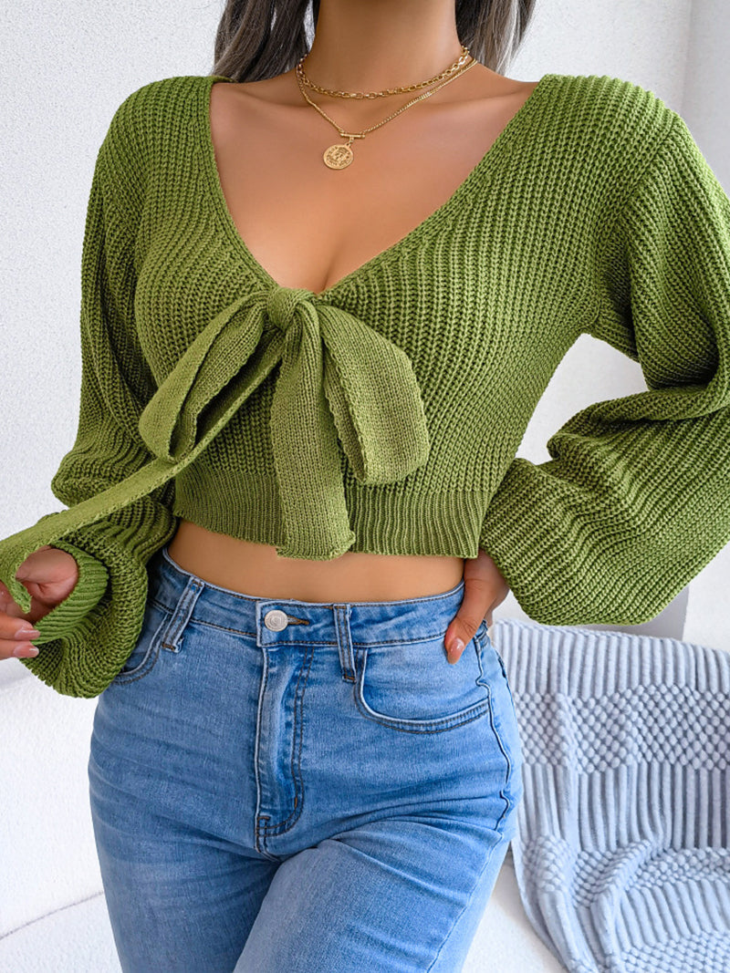 Tie-Front Knit Crop Top