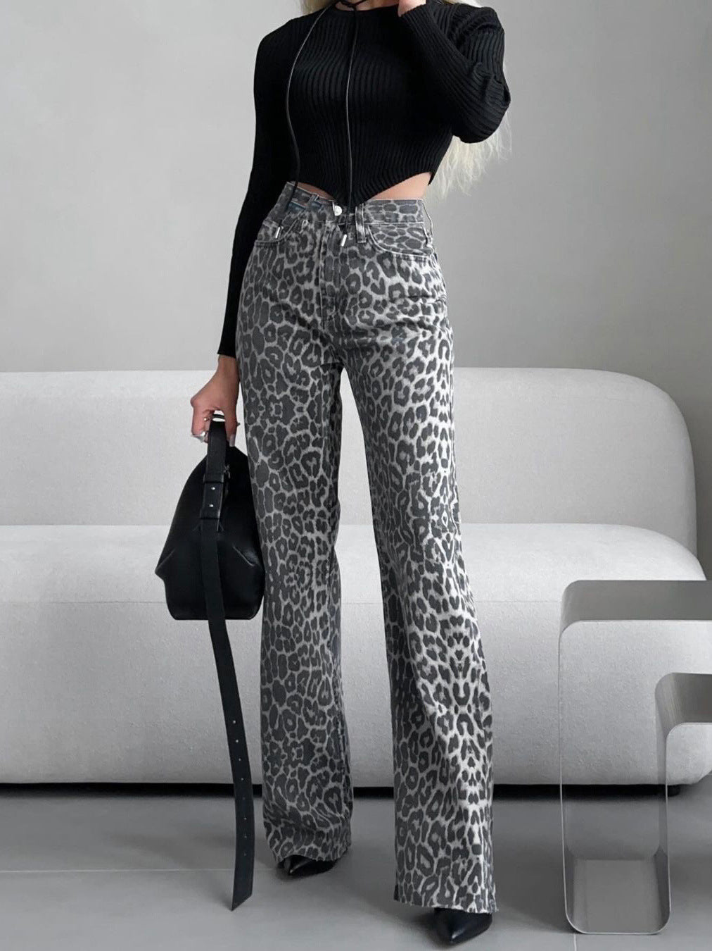 Leopard Print Flare Pants