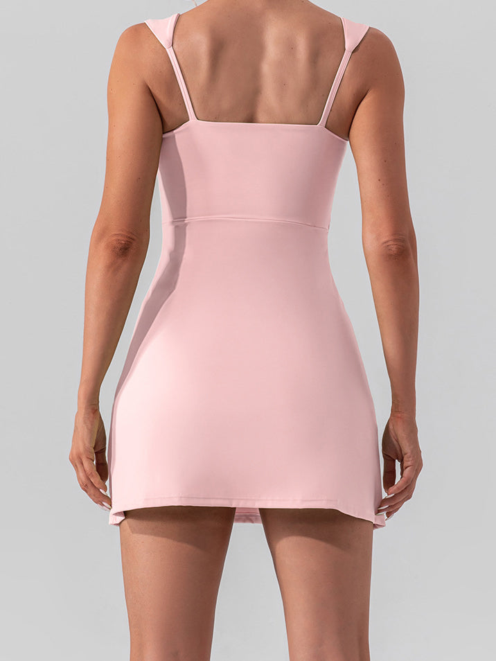 Square Neck Slit Mini Dress