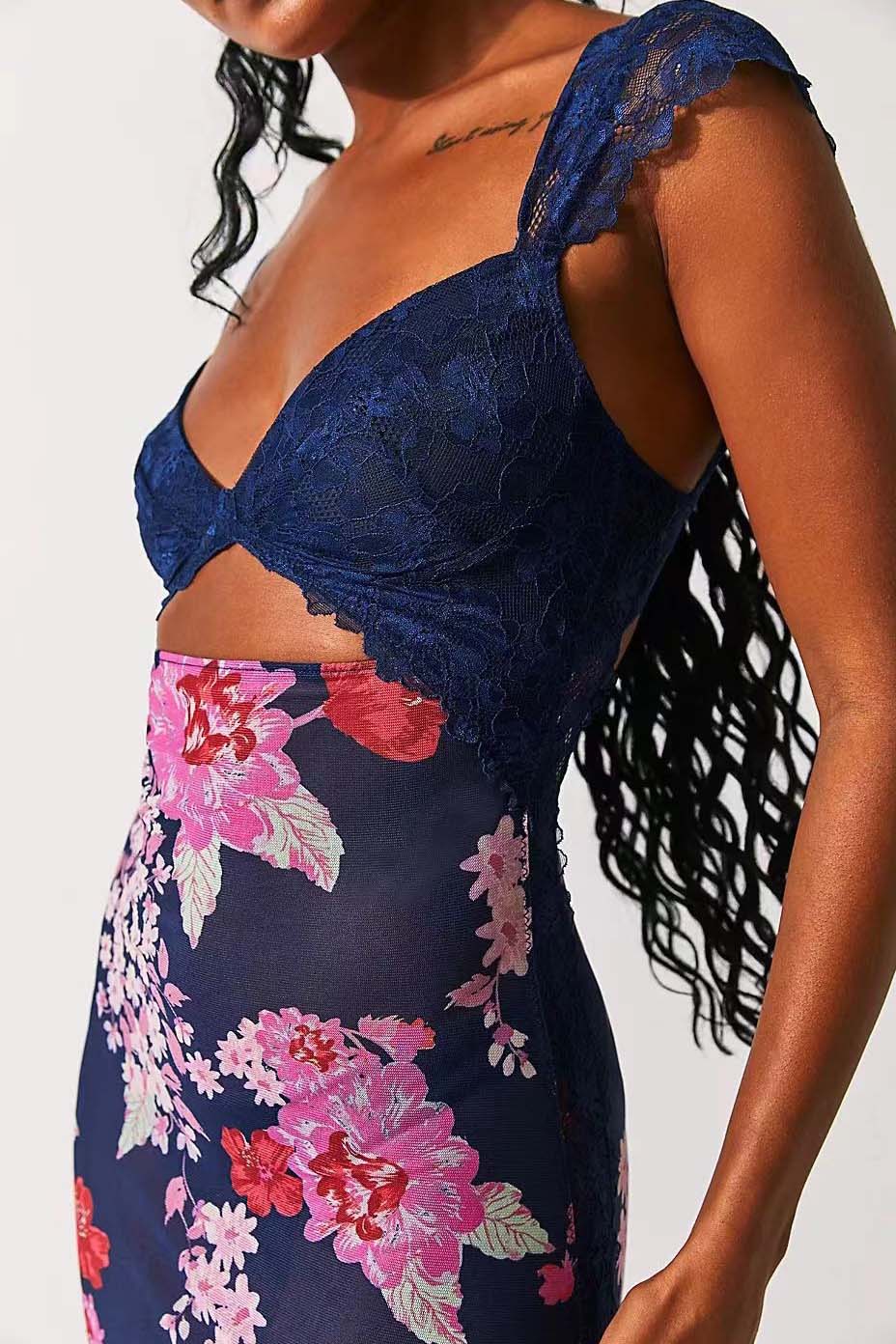 Floral Lace Cutout Maxi Dress