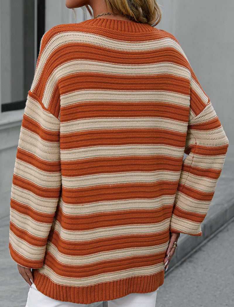 Stripe Crew-neck Pullover Sweater