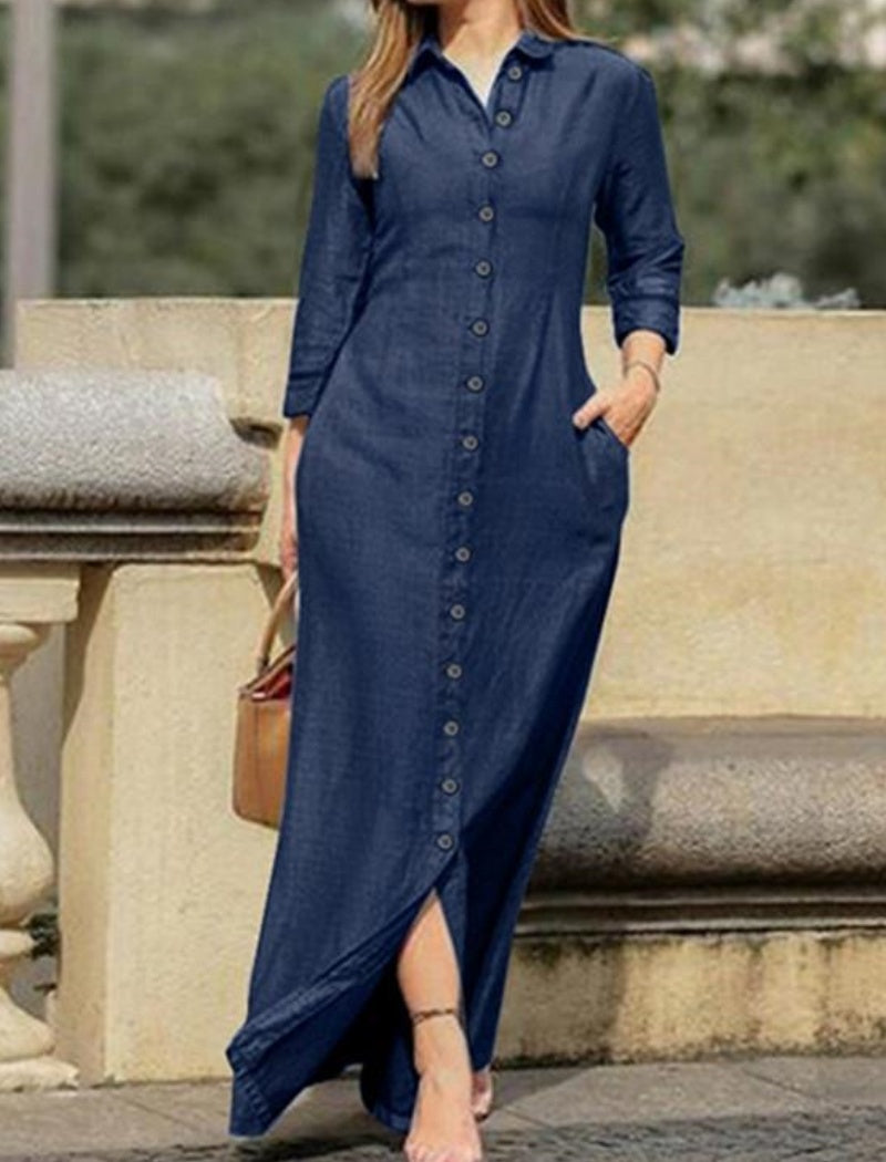 Button-Up Maxi Shirt Dress