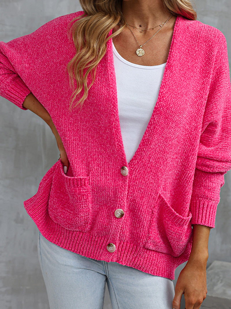 Button-Front Pocket Cardigan