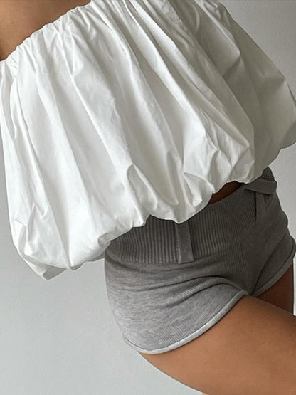 Strapless Bubble Hem Crop Top