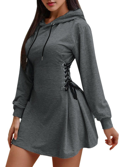 Lace-Up Hooded Dress