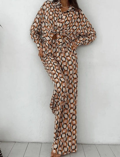 Printed Wide-Leg Two-Piece Set