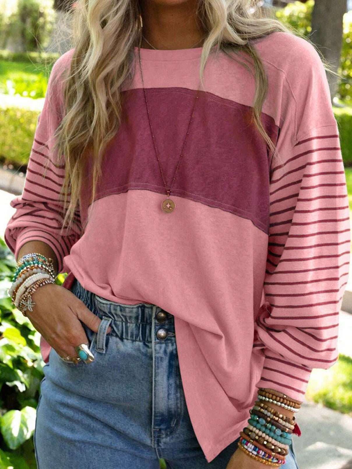 Colorblock Long-Sleeve Top