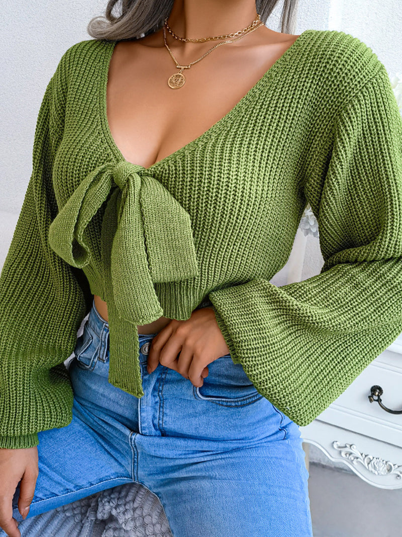 Tie-Front Knit Crop Top