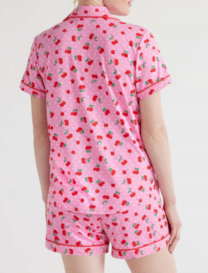 Cherry Print Short Sleeve Pajama Set