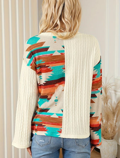 Color-Blocked Printed Sweater