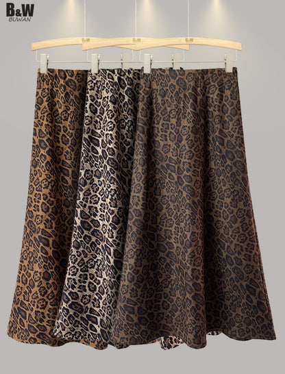 Suede Leopard Print Fishtail Skirt