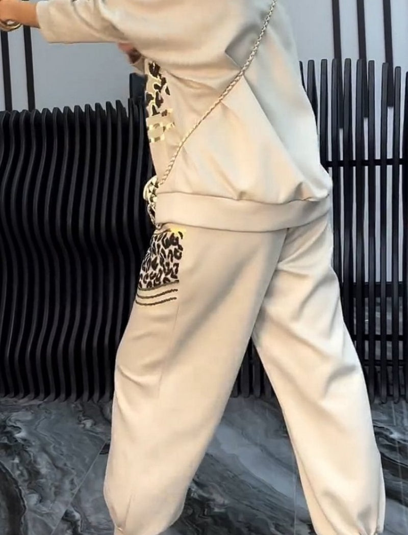 Leopard Print Contrast Lounge Set