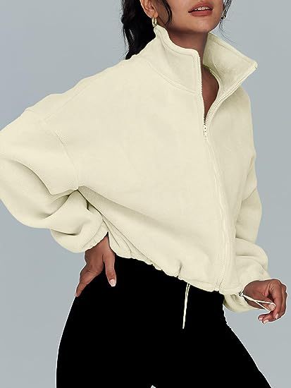 Zip-Up Drawstring Cropped Jacket