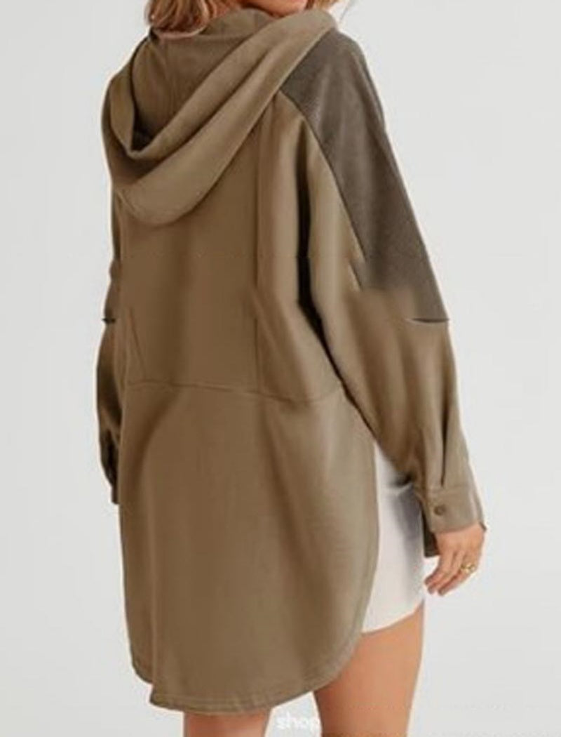 Hooded Button-Up Casual Tunic