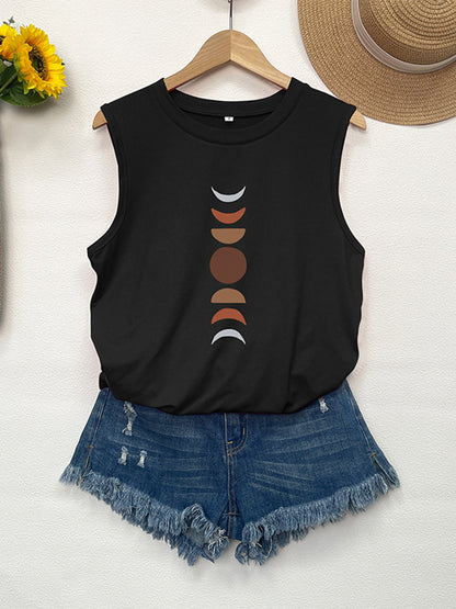 Moon Print Sleeveless Top