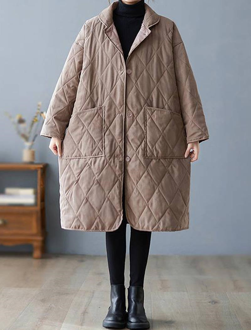Diamond Check Mid-Length Loose Coat