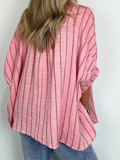 Oversized Striped Button-Up Shirt